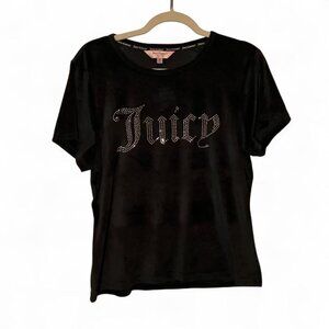 Black Juicy Couture Rhinestone Velour Shirt XL